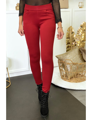 Pantalon slim bordeaux avec 5 poches - 6