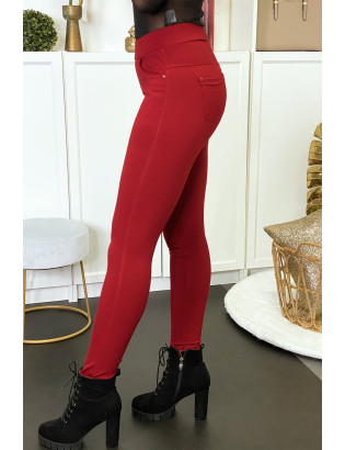 Pantalon slim bordeaux avec 5 poches - 8