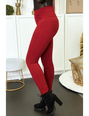 Pantalon slim bordeaux avec 5 poches - 9