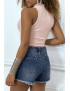 Body col montant rose sans manches - 1