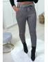 Pantalon slim à motif vichy gris molletonné à l'intérieur avec poches et ceinture - 5