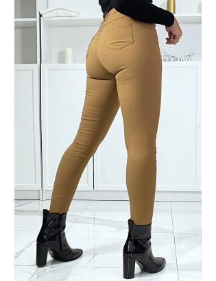 Pantalon slim camel en strech très extensible avec poches - 1