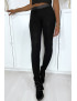 Legging jacquard noir transparent à l'avant et simili à l'arrière - 2