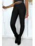 Legging jacquard noir transparent à l'avant et simili à l'arrière - 3