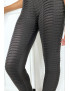 Legging jacquard noir transparent à l'avant et simili à l'arrière - 4