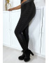 Legging jacquard noir transparent à l'avant et simili à l'arrière - 5
