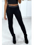 Legging jacquard noir transparent à l'avant et simili à l'arrière - 9