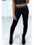 Legging jacquard noir transparent à l'avant et simili à l'arrière - 10