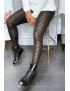 Legging jacquard noir transparent à l'avant et simili à l'arrière - 13