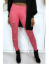 Legging fuchsia effilé à l'avant et doublé en dentelle - 1