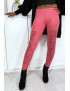 Legging fuchsia effilé à l'avant et doublé en dentelle - 2
