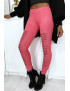 Legging fuchsia effilé à l'avant et doublé en dentelle - 3