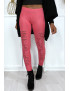 Legging fuchsia effilé à l'avant et doublé en dentelle - 4