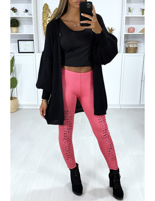 Legging fuchsia effilé à l'avant et doublé en dentelle - 6