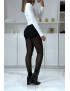 Legging résille noir froncé en bas avec short et élastique à la taille  - 4