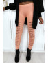 Legging rose effilé à l'avant et doublé en dentelle - 1