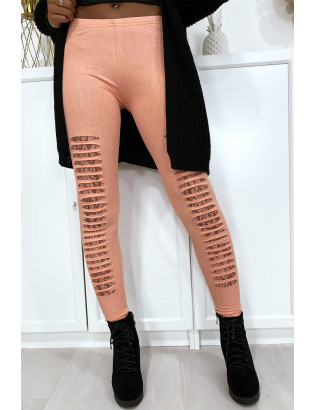 Legging rose effilé à l'avant et doublé en dentelle - 2