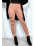 Legging rose effilé à l'avant et doublé en dentelle - 4