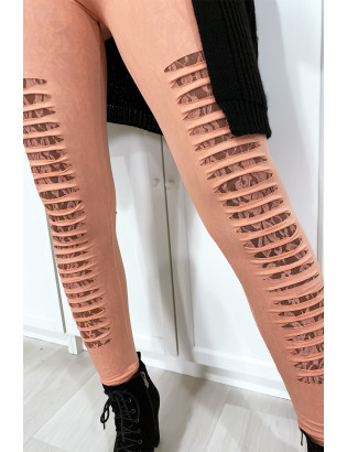 Legging rose effilé à l'avant et doublé en dentelle - 5