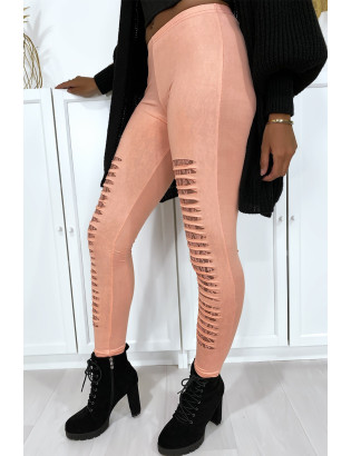 Legging rose effilé à l'avant et doublé en dentelle - 6