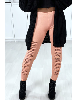 Legging rose effilé à l'avant et doublé en dentelle - 7