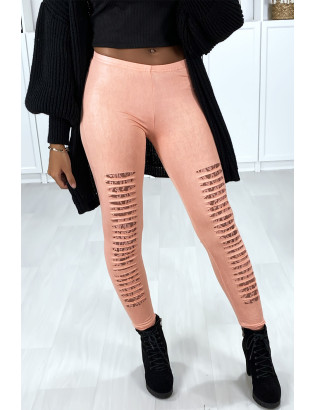 Legging rose effilé à l'avant et doublé en dentelle - 8