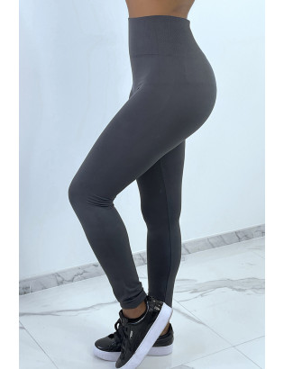 Legging anthracite épais ventre plat legging polaire molletonné à l'intérieur. - 12