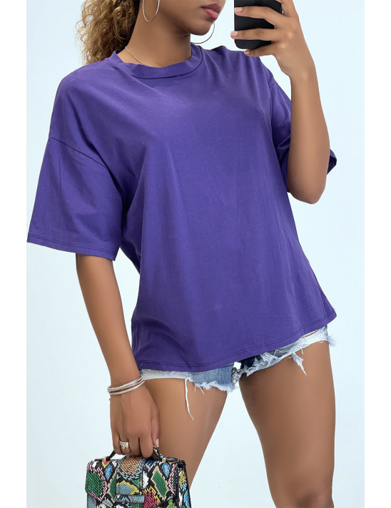 T-shirt basique col rond violet
 - 1