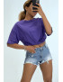 T-shirt basique col rond violet
 - 2