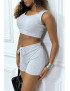 Ensemble débardeur crop et short en gris - 4