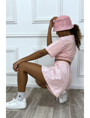 Ensemble rose short et sweat crop style tenue de tennis - 3