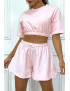 Ensemble rose short et sweat crop style tenue de tennis - 4