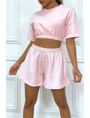 Ensemble rose short et sweat crop style tenue de tennis - 5