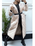 Longue doudoune matelassé en beige - 3