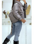 Doudoune courte taupe à coupe classique et ajustable avec sac à dos

 - 6