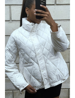 Manteau matelassé blanc très chic et ajustable

 - 4