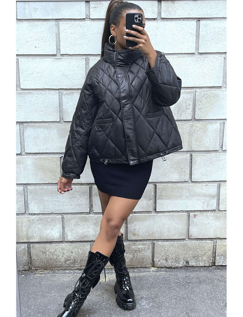 Manteau matelassé noir très chic et ajustable

 - 4