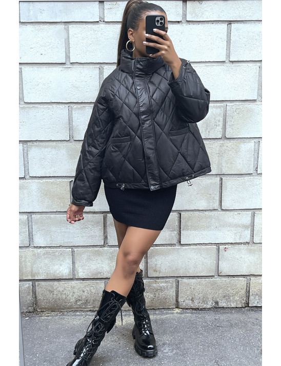 Manteau matelassé noir très chic et ajustable

 - 4