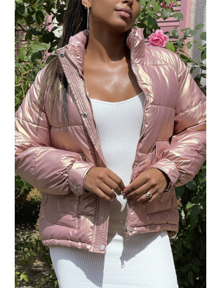Doudoune rose mi-longue effet réfléchissant hyper tendance légère et confortable - 3