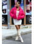 Doudoune fuchsia courte à manches longues et col montant couleur hyper tendance parfaite pour l'hiver - 2