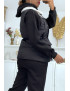 Ensemble 3 pièces doudoune sans manche sweat et jogging très épais en noir

 - 4