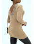Robe Pull moulante taupe à col rond et décolleté plongeant dans le dos - 4