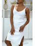 Robe blanche à bretelle en tricot très extensible - 4