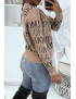 Pull taupe avec écriture Amour - 2