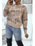 Pull taupe avec écriture Amour - 3