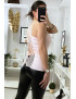 Débardeur rose côtelé avec dentelle au buste et au dos - 7