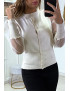 Gilet beige à manches transparentes en tulle - 2