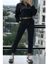Ensemble jogging et sweat noir très épais avec fermeture à l'avant  - 1