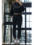 Ensemble jogging et sweat noir très épais avec fermeture à l'avant  - 2