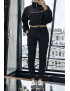 Ensemble jogging et sweat noir très épais avec fermeture à l'avant  - 3